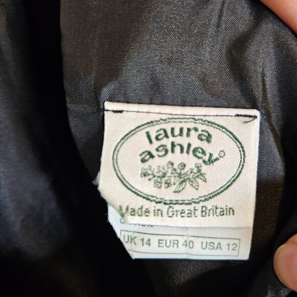 VTG Laura Ashley Black Velvet Purple Taffeta Holiday Party Dress Sz 12 - Picture 11 of 13